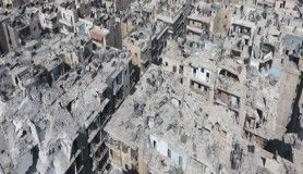 Harabeye dönen Halep havadan görüntülendi