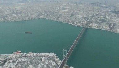 İstanbul'un beyaz örtüsü havadan görüntülendi