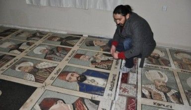 1,5 milyon taşla padişahların mozaik tablosunu yaptı