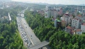 FSM Köprüsü’nde bakım onarım çalışmaları nedeniyle oluşan trafik yoğunluğu havadan görüntülendi