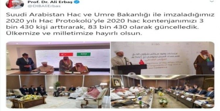 Türkiye’nin hac kontenjanı 83 bin 430’a yükseltildi