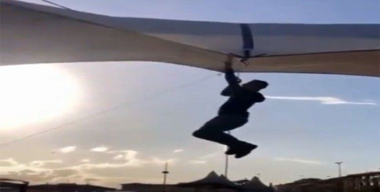 Pazarcı, uçan çadırla beraber metrelerce havaya yükseldi