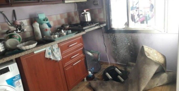 Kahta’da evin mutfağında yangın çıktı