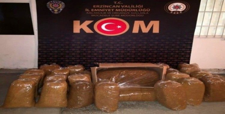 Erzincan'da 185 kilogram kaçak tütün ele geçirildi
