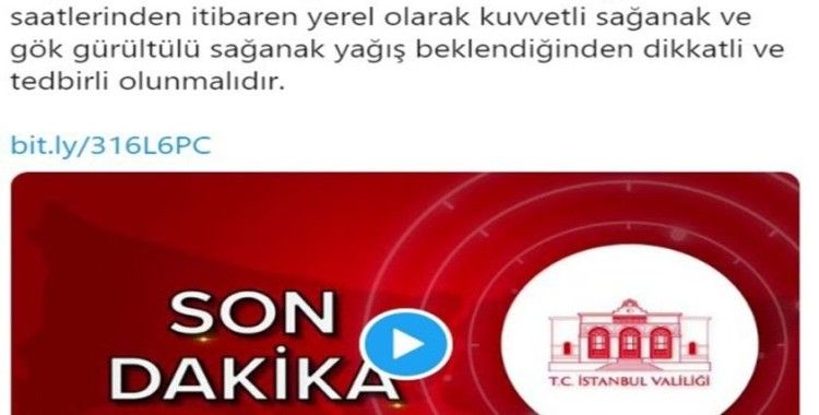  İstanbul Valiliğinden sağanak uyarısı