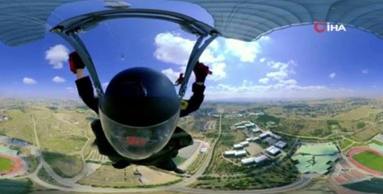 Jandarmadan 360 derece açılı özel paraşüt atlayışı