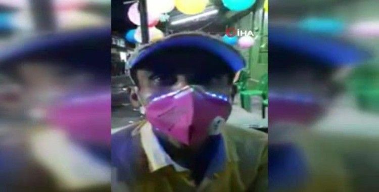 Hindistan'da koronavirüse dikkat çekmek için led ışıklı maske