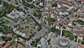 Ayasofya çevresindeki yoğunluk havadan görüntülendi