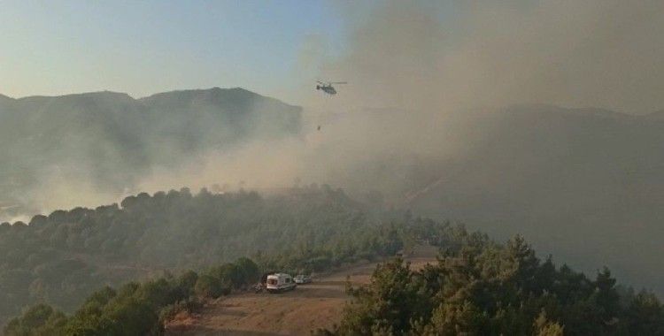 İzmir'de korkutan orman yangını: 2 helikopter, 9 arazöz müdahale ediyor