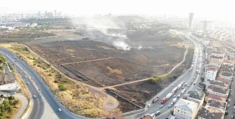 Maltepe'de yanan askeri alanın son hali havadan görüntülendi