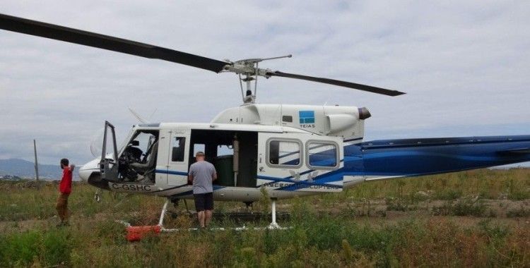 Trabzon’da dolgu alanına inen helikopter paniğe neden oldu