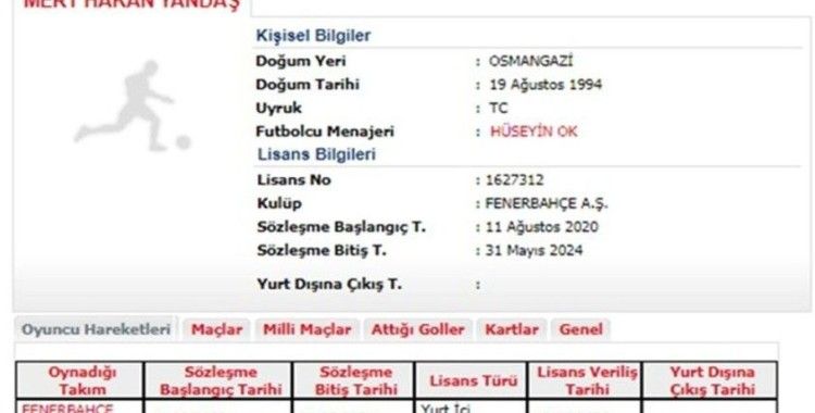 Fenerbahçe’de Mert Hakan Yandaş’ın lisansı çıktı  (Fotoğraflı)