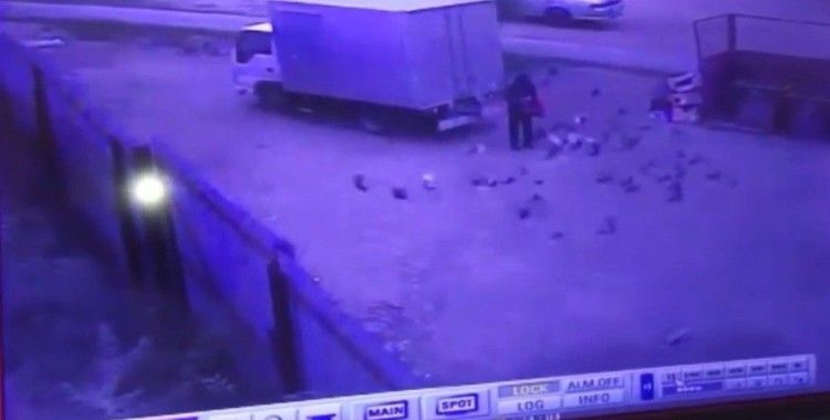 Rusya’da geri geri gelen kamyon güvercinleri besleyen adamın üzerinden geçti
