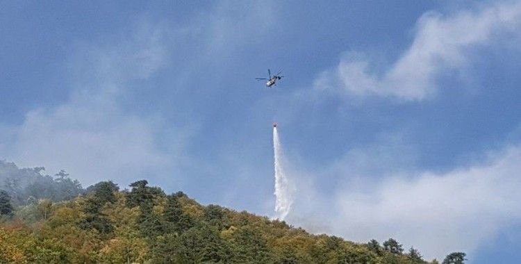 Karabük'teki orman yangınına uçak ve helikopterle müdahale ediliyor
