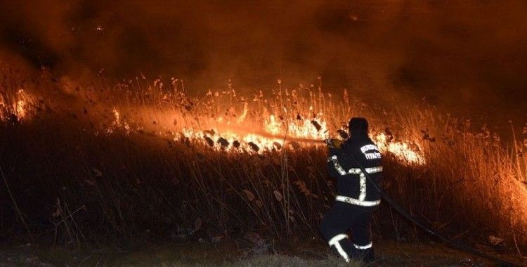  Burdur Gölü kıyısında korkutan sazlık yangını