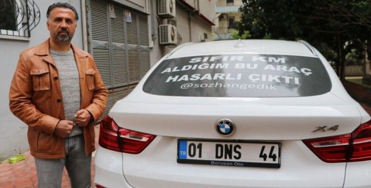 Sıfır kilometre lüks cipe astığı 'Hasarlı çıktı' yazısıyla Türkiye'yi dolaşıyor