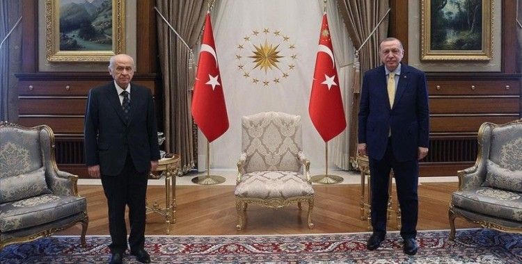 Cumhurbaşkanı Erdoğan, MHP Genel Başkanı Bahçeli'yi Cumhurbaşkanlığı Çankaya Köşkü'nde kabul etti