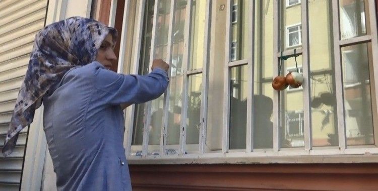 Oğlu teslim olan anne Ayşegül Biçer, HDP il binasına soğan astı