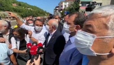 Kemal Kılıçdaroğlu ve Ekrem İmamoğlu sel bölgesinde incelemede bulundu