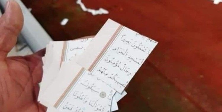 Kur'an-ı Kerim sayfaları konfeti şeklinde sahaya fırlatıldı
