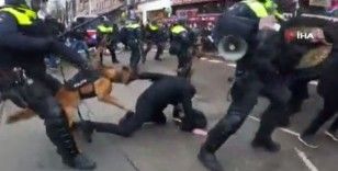 Hollanda’da polisten protestoculara “köpekli” müdahale