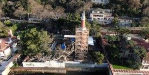 Vaniköy Camii’ndeki restorasyon çalışmaları havadan görüntülendi