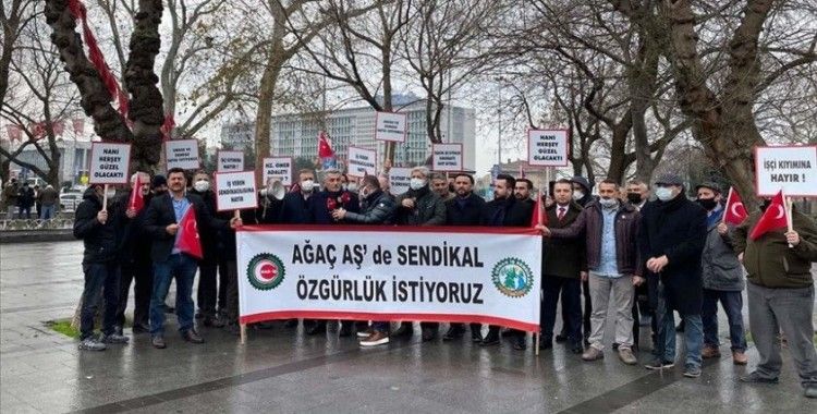 Ağaç ve Peyzaj AŞ'de çalışan Öz Orman-İş Sendikası üyeleri İBB'yi protesto etti
