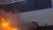 Bursa'da seyir hâlindeki otobüs alev alev yandı