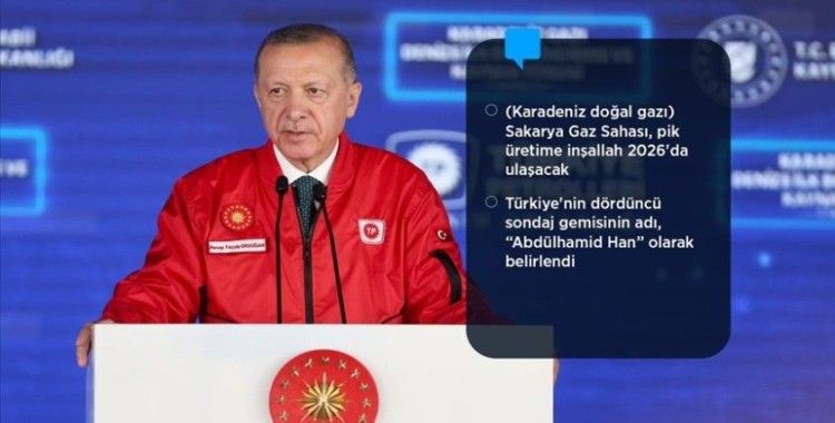 Cumhurbaşkanı Erdoğan: Karadeniz doğal gazını 2023'ün birinci çeyreğinde milli iletim sistemimize aktarmış olacağız