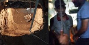 Polisten kaçmak için evine kazdığı tünelde yakalandı
