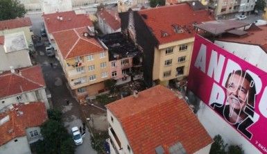 Kadıköy'de patlama yaşanan binanın son hali havadan görüntülendi
