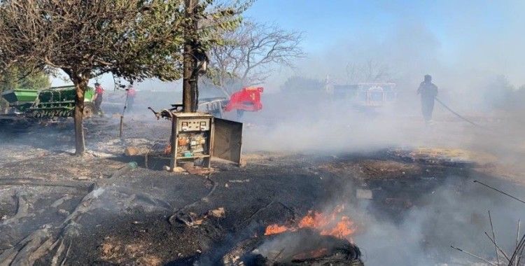 Anız yangını bahçeye sıçradı