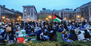 ABD'de Columbia Üniversitesi'nde Gazze için eylem yapan öğrenciler kampüste sabahladı