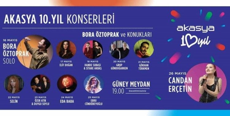 Türk pop müziğinin ünlü isimleri, Akasya’nın 10’uncu yılı için sahnede
