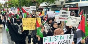 Uşak ve Malatya'da kadınlar, Gazze'deki mazlum anneler için yürüdü
