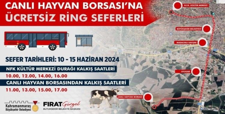 Canlı hayvan borsasına ücretsiz otobüs seferleri
