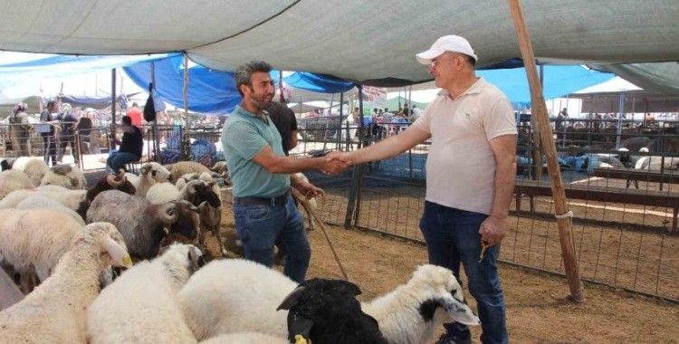 Bayramın ilk gününde kurban pazarında hareketlilik
