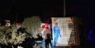 İzmir’de devrilen kamyonun sürücüsü hayatını kaybetti
