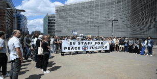 AB çalışanları Brüksel'de AB'nin Gazze politikasını protesto etti