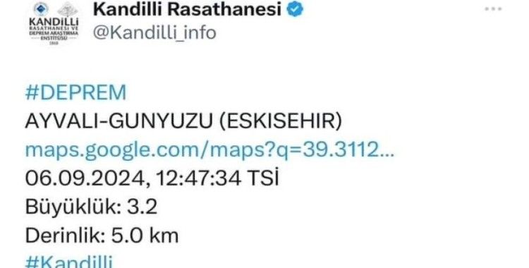 Eskişehir’de 3.2 şiddetinde deprem
