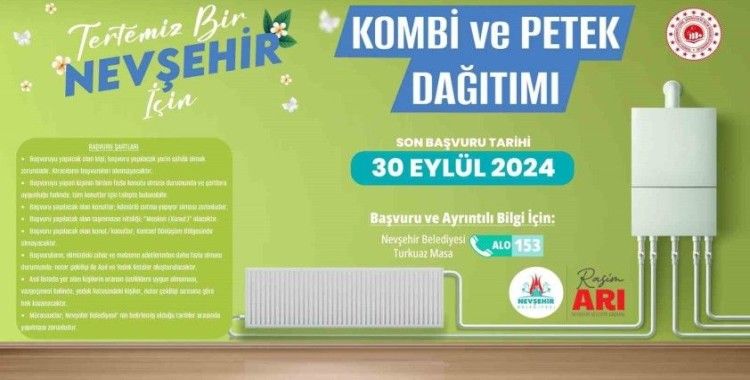 Nevşehir Belediyesi kombi ve petek desteği sağlayacak
