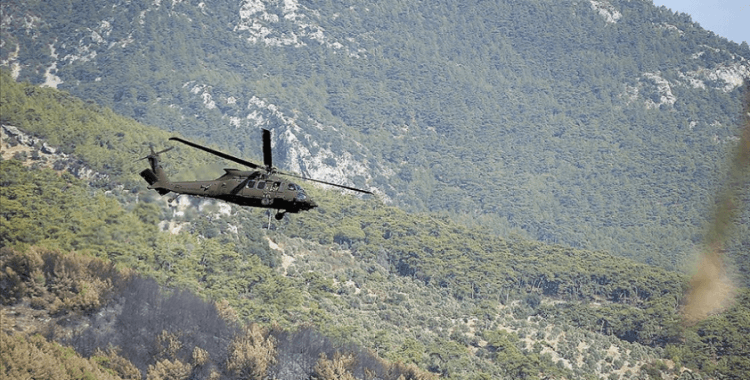 TSK'ya ait 4 helikopterle Muğla'daki orman yangınına müdahale edildi