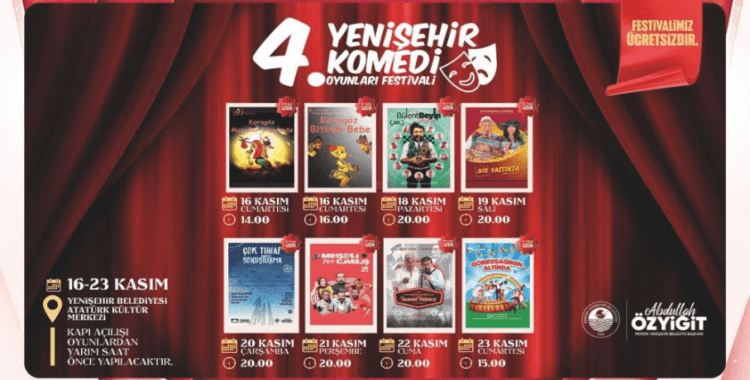 4. Yenişehir Komedi Oyunları Festivali 16 Kasım’da başlıyor