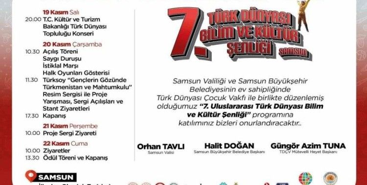 "7. Uluslararası Türk Dünyası Bilim ve Kültür Şenliği" Samsun’da
