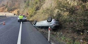 Zonguldak-Ereğli kara yolunda otomobil takla attı; sürücüsü yaralandı
