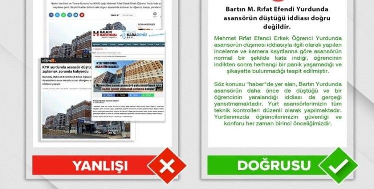 KYK, Bartın’da bir yurtta asansörün düştüğü iddialarını yalanladı
