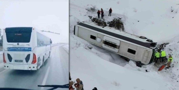 Erzincan’da kaza yapan otobüsün kaza yapmadan saniyeler öncesi görüntüsü ortaya çıktı
