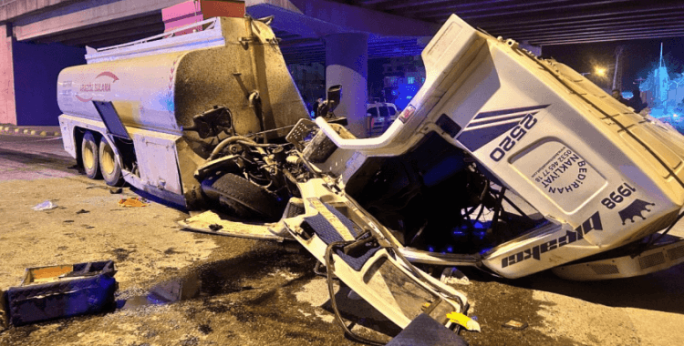 Freni patlayan arazöz duvara çarptı