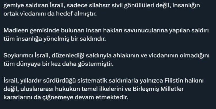 Bakan Tunç: "Katil İsrail, bir kez daha hukuk tanımazlığını gözler önüne sermiştir"

